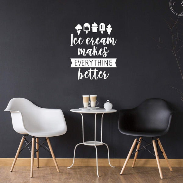 Vinyl Wall Art Decal - Ice Cream Makes Everything Better - 27.5"