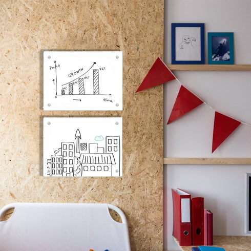 TORASO Glass Whiteboard, 12" x 16" Dry Erase Board - Small Frameless White Board for Home Kitchen, Office Brilliance