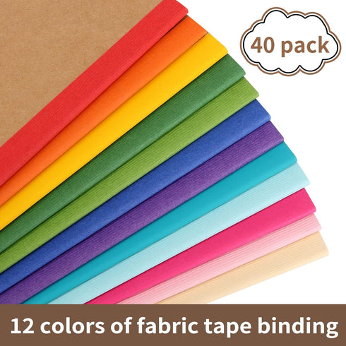 EOOUT 40 Pack A5 Kraft Notebooks - Composition Notebooks in 12 Colors with Rainbow Spines, 60 Pages