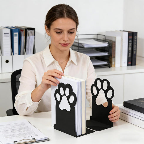 Generic 2 Book Shelf Holder - Pieces Cute Iron Cat Paw Stopper | Modern Book Ends for Desk | for Bedroom Nursery School