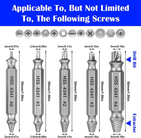 HaiFafafaing 6 Set Pcs Stripped Screw Extractor Hss Damaged Screw Remover and Extractor Nuts & Bolts Drill Bit Tools