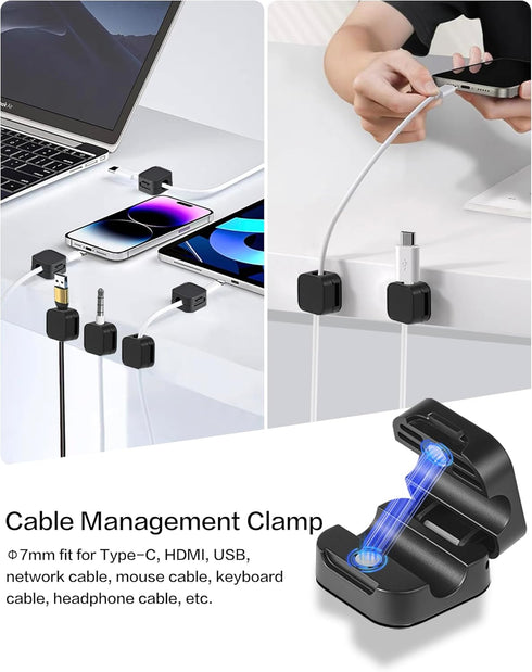 ZIWOGOK 10 Pack Desk Cable Strong Adhesive Management ClipsOrganize Phone Charging Magnetic Cable Wire Holder, Easy