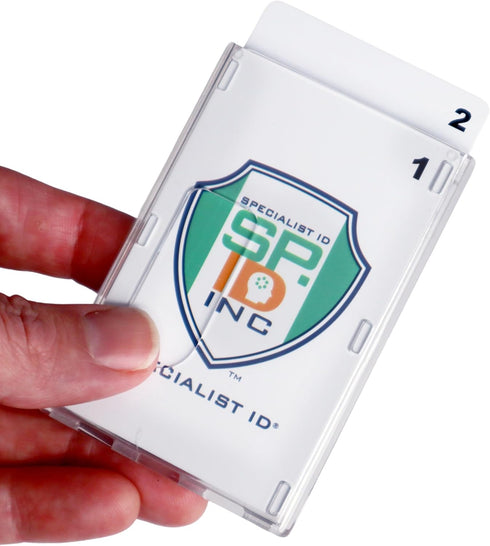 Specialist ID Heavy Duty Crystal Clear 2 Card Badge Holder - Vertical Dual Sided ID Cases