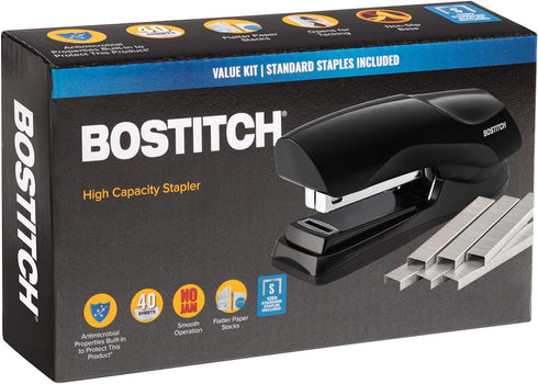 Bostitch Office Stapler Heavy Duty - 40 Sheet Stapler for Desk -Full-Strip - Includes 1260 Staples - Black by Bostitch Office