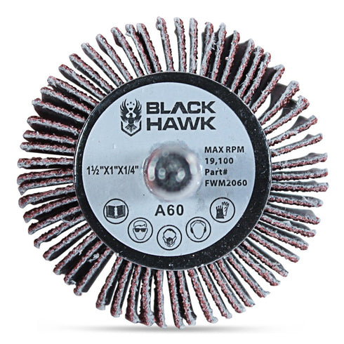 BHA Aluminum Oxide Shank Mounted Flap Wheels - 1-1/2” x 1” x 1/4”, 80 Grit, 5 Pack