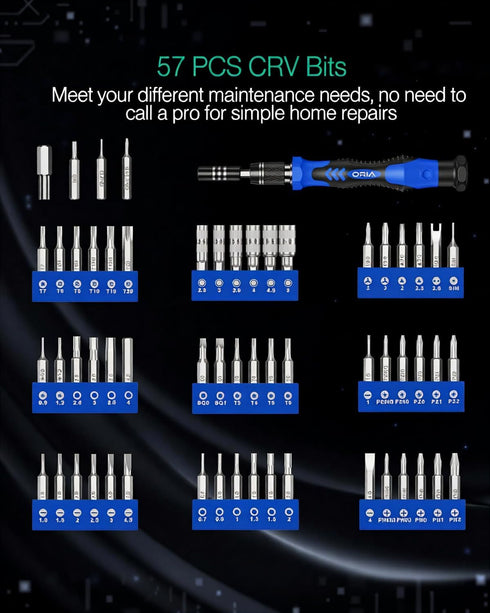 Set, 61 1 Set 57 ORIA Precision Screwdriver in Small Screwdriver with Precision Bits, Portable Repair Tool Kit