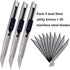 9mm Snap Off Utility Knife 3 Pack, High Hardness Retractable Box Cutters with 30 Pcs Blades