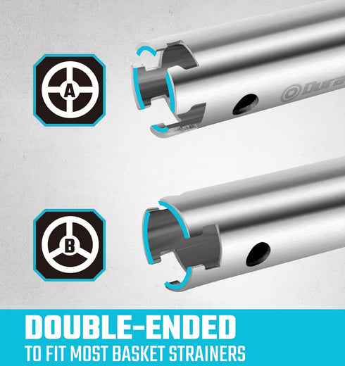 DURATECH Long Reach Universal Sink Strainer Wrench, Double End with Sliding Handle, 1/2" & 3/8"