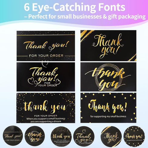 SXoonKing 670Pcs Set- 500 120 50 Packaging Thank You Cards and Stickers Thank You for Supporting My Small Business