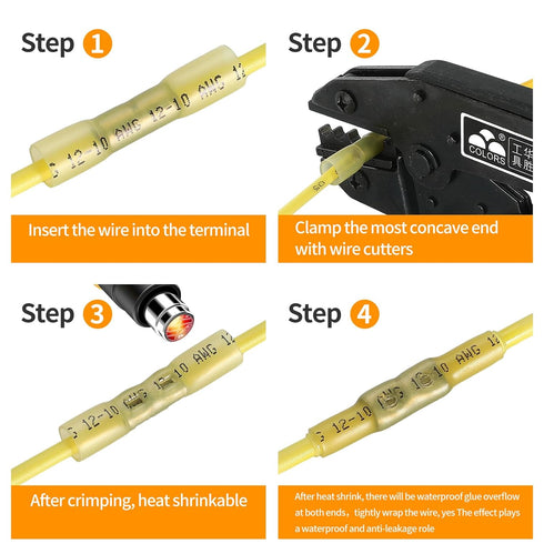 Heat Shrink Wire Connector Kit, 140PCS Waterproof Insulated Crimp Connectors for Marine Automotive Boat Truck Butt