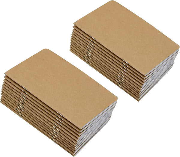 Yansanido 24 Pcs 5.5 Inch x 3.5 Inch Brown Cover Pocket Notebook, 32 Sheets (64 Pages) Blank Pages 70 Gsm Paper