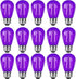 15 Pack 2W S14 LED Bulbs, Purple Christmas Replacement Bulb, E26 Base, Plastic Decorative for Outdoor Decor