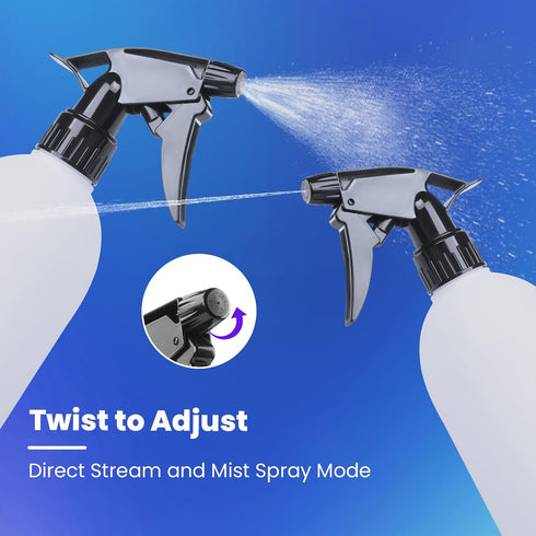 KREMORV 16oz/500ml Empty Spray Bottles HDPE Plastic Spray Bottle no Leak Mist Stream Empty Spray Bottle for Cleaning
