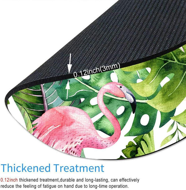 Watercolor Tropical Palm Tree with Flamingo Mousepad, Custom Round Mouse Pad 7.9 x 7.9 x 0.12 Inch