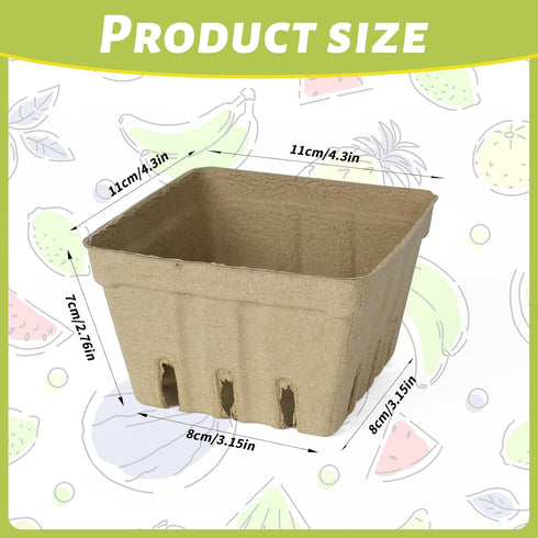 30 Pcs Natural Pulp Fiber Berry Basket, Small Molded Produce Basket for Strawberry, Blueberry, Raspberry, Vegetable
