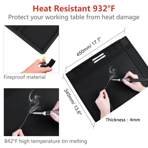Premium Heat Resistant 932°F Silicone ESD Safe Electronic Repair Work Mat for BGA and Soldering