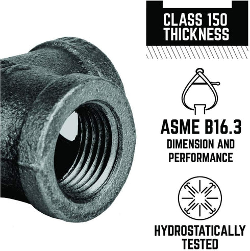 1/2" Plug Fitting, PIPE DECOR Black Malleable Iron Fittings for Standard 1/2 Inch Pipes, 10 Pack