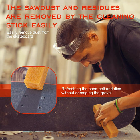 1 Pack Abrasive Cleaning Stick, 1-1/2" x 1-1/2" x 7-7/8" Natural Rubber Eraser Stick for Sanding Belts & Discs