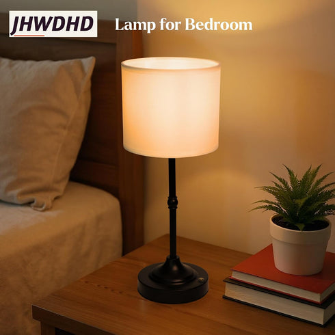 5200mAh Dimming 2700K Cordless Touch Table Lamp for Bedroom, Rechargeable Battery Operated Nightstand Light with Fabric