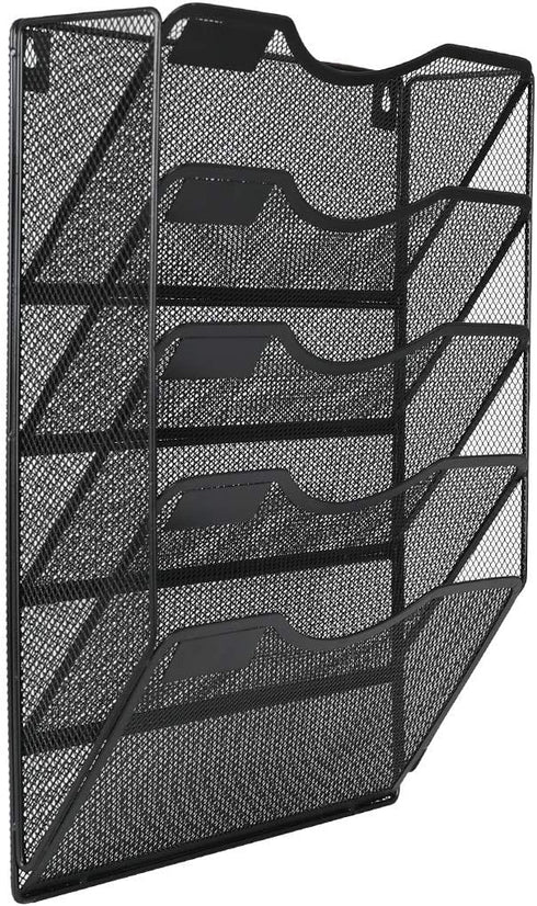 EasyPAG 5 Pocket Wall File Holder - Mesh Hanging Organizer for Mail Paper, Vertical File Folder Holder, Black
