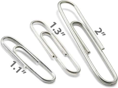 Officemate 750 Paper Clips, Vinyl Coated, Assorted Sizes, Reusable Storage Tub for Office, School and Home Use, Silver