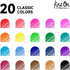 Lineon 20 Colors Gel Pens, Retractable Medium Point (0.7mm) with Grip, Smooth Writing for Adults and Kids Journals
