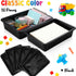 Qunclay 10 Pcs Flat Storage Tray Organizer, Letter Size Paper Trays, Stackable File Paper Tray for School Office, Black