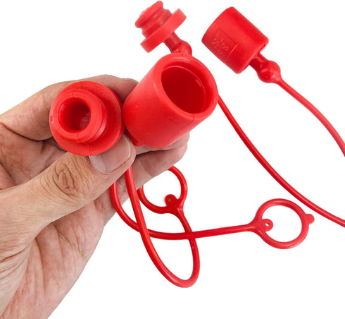 2 Sets 1/2 ISO A Hydraulic Coupler Male Dust Cap and Female Plug Cover, Red Cap with Retaining Ring