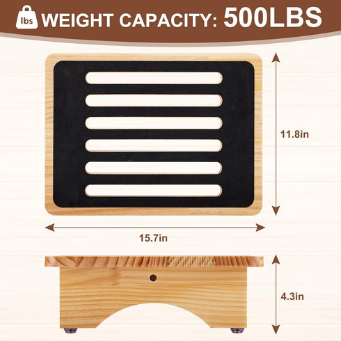 TIPTAP One Step Stool for Adults Seniors, Non-Slip Rubber Step Surface Heavy Duty Wooden Stepping Stool, Perfect Bed