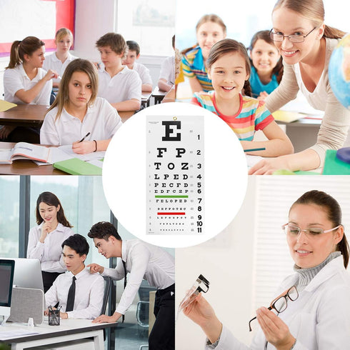 Eye Chart Snellen Wall Chart with Hand Pointer and Eye Occluder for Medical Exams (3 Piece Set)