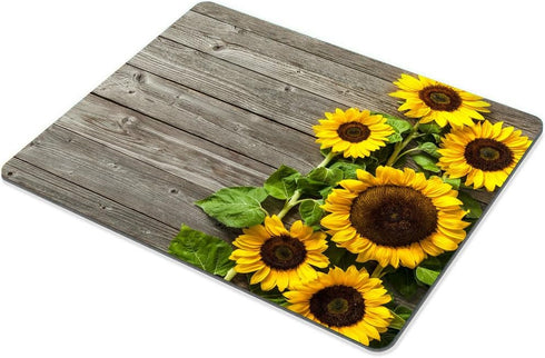 Smooffly Portable Mouse Pad Custom, Plants Theme Sunflower on Wooden Personality Designs Gaming Mouse Pad