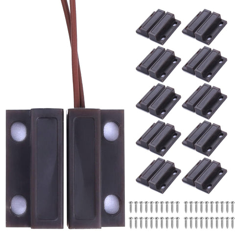MC-38 Wired NC Door Sensor Alarm Magnetic Reed Switch Brown Surface Mount 10 Pair