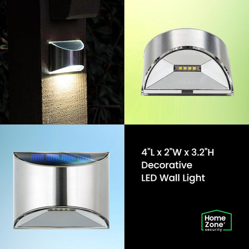 (4-Pack) (ELJ9533V) Home Zone Security Solar Wall Lights - Decorative Outdoor Solar Fence Post and Step Lights