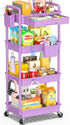 SUNALLY 4 Tier Rolling Cart Organizer with Drawer, Bathroom Storage Carts with
