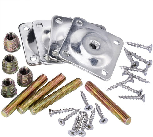 4PCS Leg Mounting Plates with Screws for Sofa, Couches, Tables, Furniture Legs Brackets Hardware Attachment
