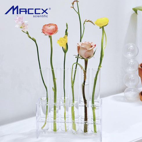 Glass Test Tubes with Cork and Brush, 10ml/Dia.15x100mm, Pack of 50, 3.3 Borosilicate Glass