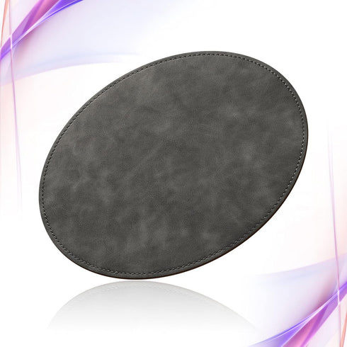 Round PU Leather Mouse Pad with Stitched Edge, Micro-Fiber Base, Non-Slip Waterproof, 9 x 9 Inch (Gray)