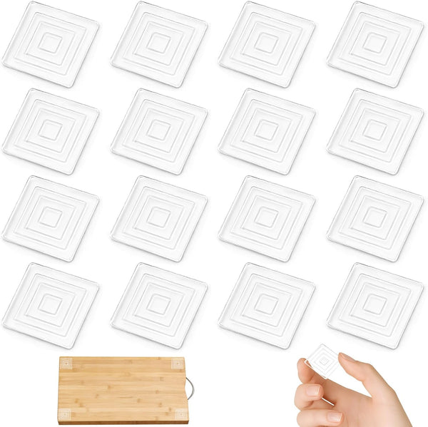 CYUXING 16Pcs 40mm Square Cutting Board Feet, Rubber Feet for Cutting Board Self-Adhesive