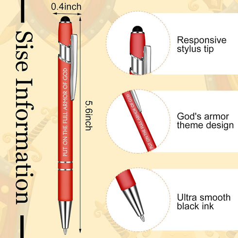 Yeaqee 24 Pcs Put on the Full Armor of God Ballpoint Pen Bulk Bible Verse Inspirational Pens Black Ink Stylus Tip Ballpoint Pen for Women Men Home Office School Supplies Gifts by Yeaqee