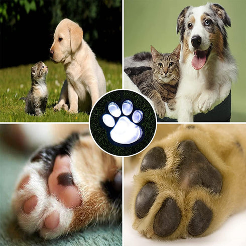 16.8ft (Set 8) Paw Print Solar Lights - Dog Cats Animal Solar String Lights of Outdoor Waterproof, Cat Puppy Animal
