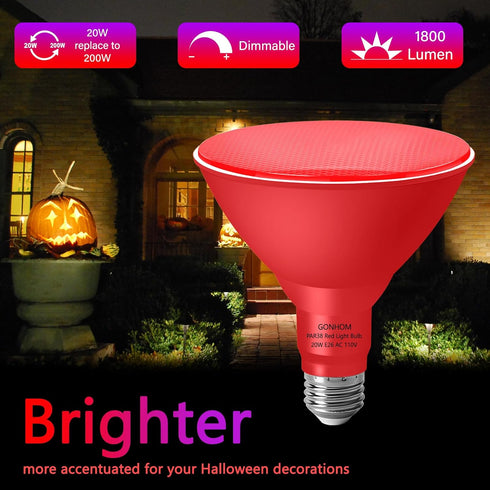 Gonhom PAR38 Outdoor,Dimmable Bulbs,20W(Equivalent 200W),E26 Bulb Halloween,Christmas,2 Pack Flood Lights LED Flood
