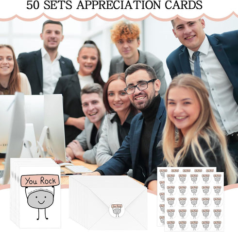 50 Sets Harloon Employee Appreciation Gifts You Rock Thank You Cards with Envelopes Inspirational Appreciation Cards