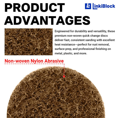 Linkiblock 25Pcs 2 inch Coarse Abrasive Nylon Surface Conditioning Quick Change Sanding Discs R-Type with Adapter