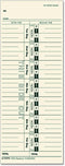 TOPS Time Cards, Weekly, 1-Sided, 3-1/2" x 9", Manila, Green Print, 500-Count