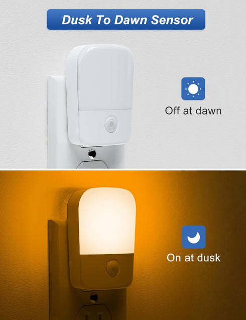 Generic 2 Pack Amber Night Lights Plug into Wall, LED Bedroom Night Light with Dusk to Dawn Sensor, Brightness