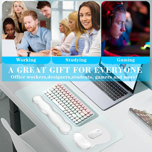 Set, Set Gel Keyboard & Mouse Wrist Rest Ergonomic Keyboard and Mouse Pad with Wrist Support Typing Pain ReliefSuitable