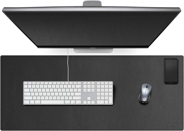 Cacoy Leather Desk Mat - 40” x 16” Extended Desk Pad, Waterproof PU Leather for Gaming Home Office