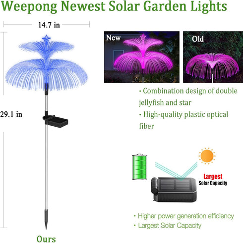 3 Pack 7 Weepong Solar Garden Lights New Upgraded Solar Lights Outdoor Waterproof Color Changing Double Jellyfish