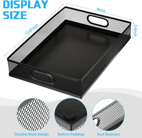 Tandefio 3 Pcs Metal Mesh Desk Drawer Organizer Tray, Portable Storage Box with Handle for Office Supplies