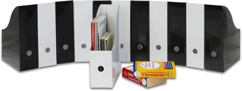 Simple Houseware Magazine File Holder Organizer Box, White/Black, Pack of 12